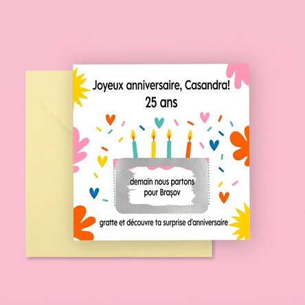 Carte à gratter personnalisée avec message - Anniversaire