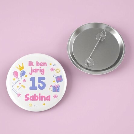Gepersonaliseerde button met tekst - It's my birthday