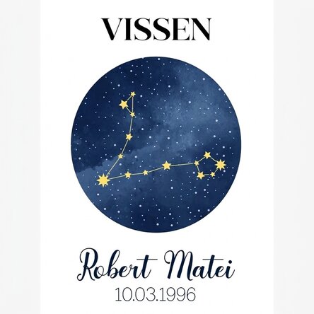 Gepersonaliseerde poster met tekst - Het sterrenbeeld Vissen