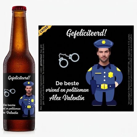Gepersonaliseerd bier met foto en boodschap - Politieagent