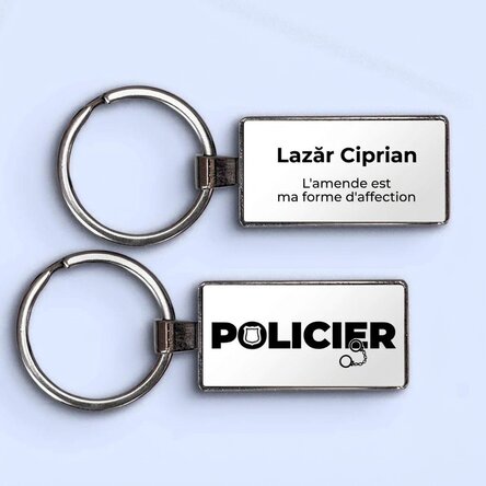 Porte-clés personnalisé avec nom et texte - Policier