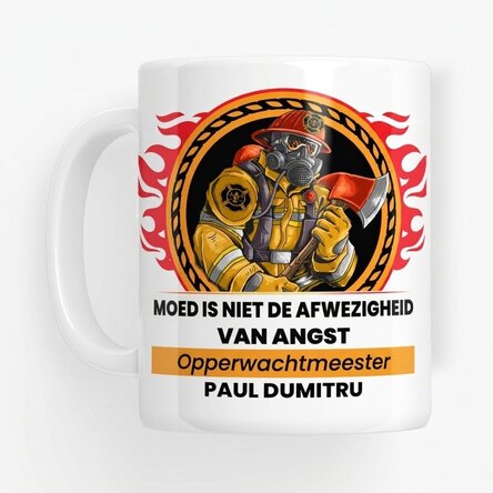 Gepersonaliseerde mok met tekst - Brandweerman