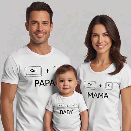 Gepersonaliseerd katoenen T-shirt voor kinderen/volwassenen - Ctrl C, Ctrl V