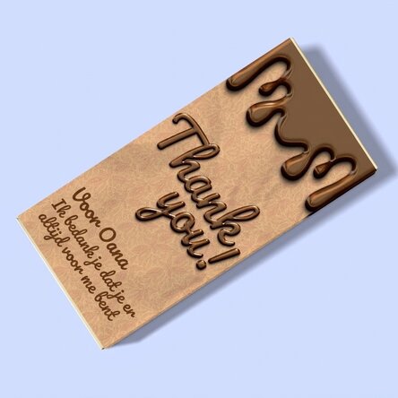 Chocolade met gepersonaliseerde tekst - Thank you!