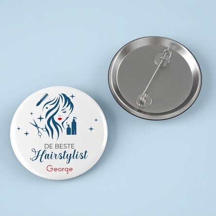 Gepersonaliseerde button met boodschap - De beste haarstylist