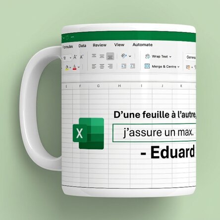 Tasse personnalisée avec texte - Excel