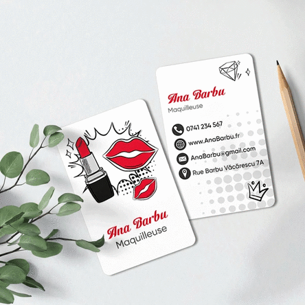 Carte de visite en aluminium personnalisée recto-verso avec message - Maquilleuse professionnelle