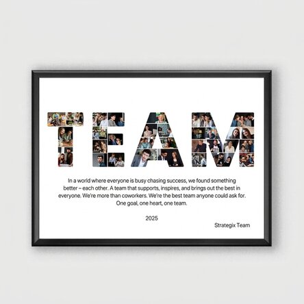 Tableau personnalisé avec 29 photos et un texte - Best Team