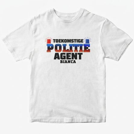 Katoenen T-shirt met gepersonaliseerde tekst - Toekomstige politieagent