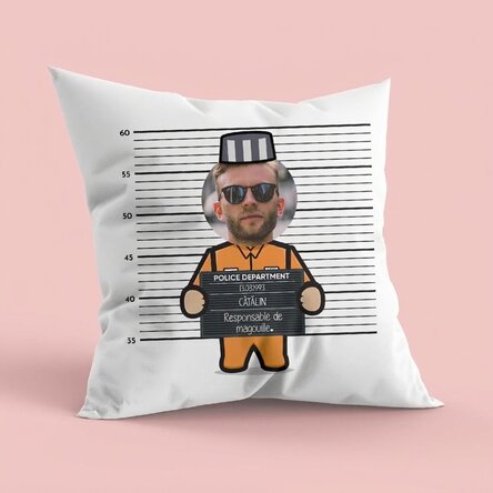 Coussin personnalisé avec une photo et un texte - Prisonnier