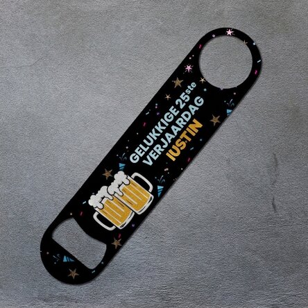Gepersonaliseerde bieropener met tekst - Happy birthday