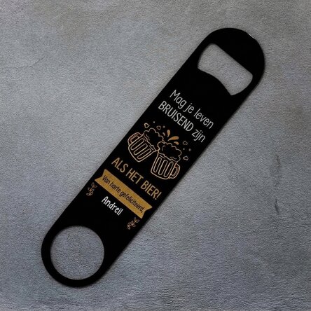 Gepersonaliseerde bieropener met tekst - Van harte gefeliciteerd!