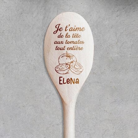 Cuillère en bois personnalisée avec inscription - Tomatoes