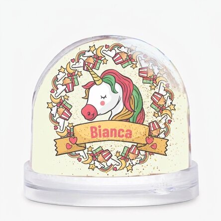 Globe de bureau personnalisé avec photo et texte - Birthday Unicorn