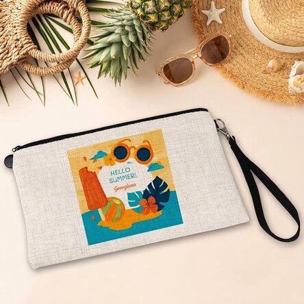 Gepersonaliseerd tasje voor accessoires met tekst - Hello Summer!
