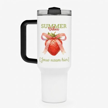 Thermosfles met handvat en rietje, gepersonaliseerd met een boodschap - Summer Vibes