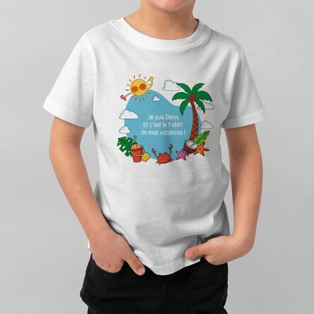 T-shirt en coton pour enfants personnalisé avec un message - Vacances d'été