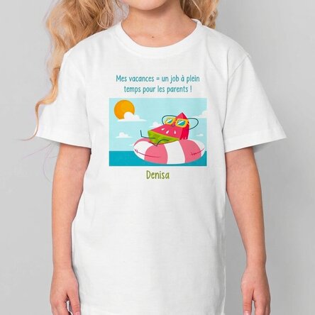T-shirt en coton pour enfants personnalisé avec un message - Vacances