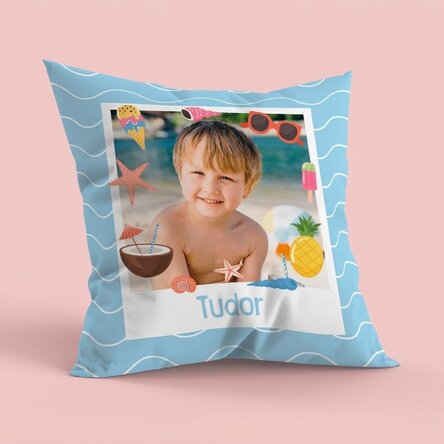 Gepersonaliseerd kussen met foto en naam - Summer