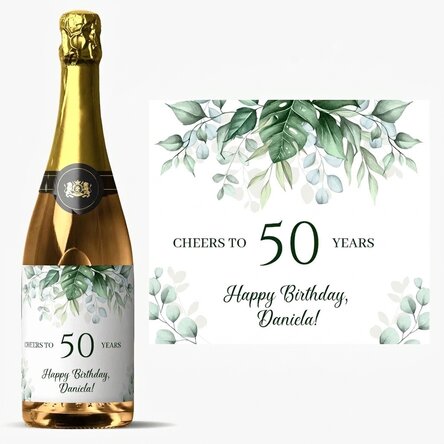 Mousserende wijn met gepersonaliseerde tekst - Happy Birthday!