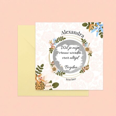 Gepersonaliseerde kraskaart met boodschap - Flower proposal
