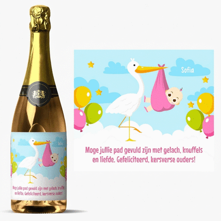 Mousserende wijn met gepersonaliseerde boodschap - Felicitatiekaarten