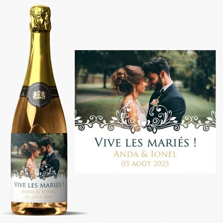 Vin mousseux personnalisé avec un texte et une photo - Casa de piatra !