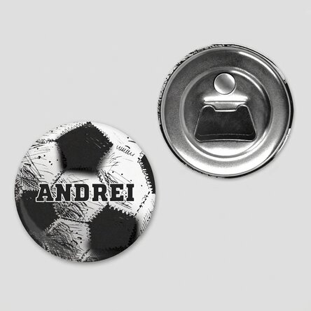 Flesopener met magneet, gepersonaliseerd met een boodschap - Voetbal