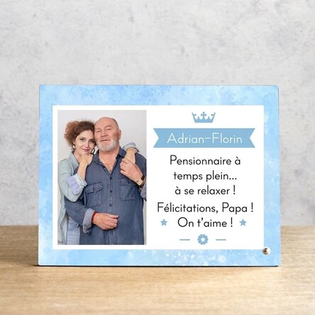 Cadre photo de bureau personnalisé avec une photo et un message - Retraité