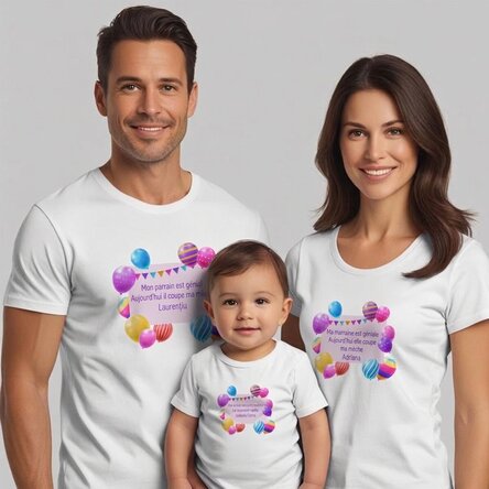 T-shirt en coton personnalisé pour enfants/adultes - Ballons