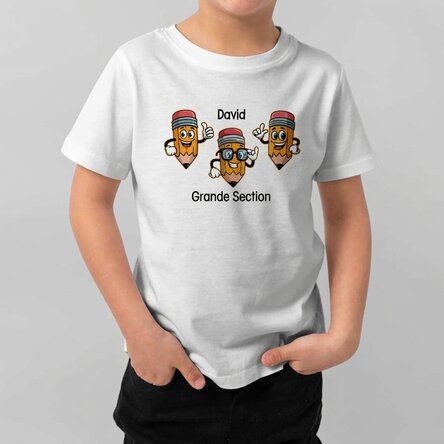 T-shirt en coton pour enfants personnalisé avec un message - Crayons