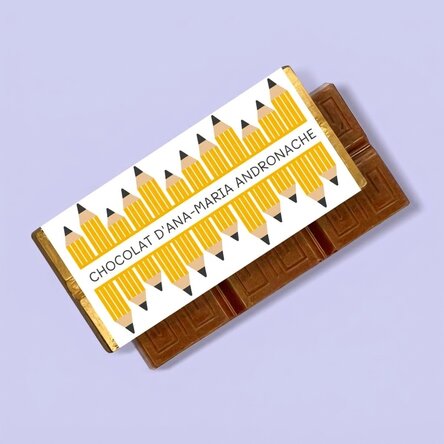 Mini-tablette de chocolat personnalisée avec un message - Crayons