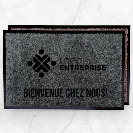Paillasson d'entrée d'intérieur personnalisé avec logo et message
