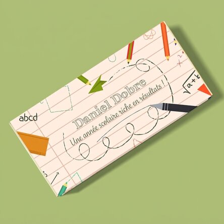 Chocolat personnalisé avec un message - Le cahier de l'écolier