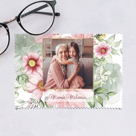 Chiffon personnalisé avec une photo pour nettoyer les écrans et les lunettes - Motif floral