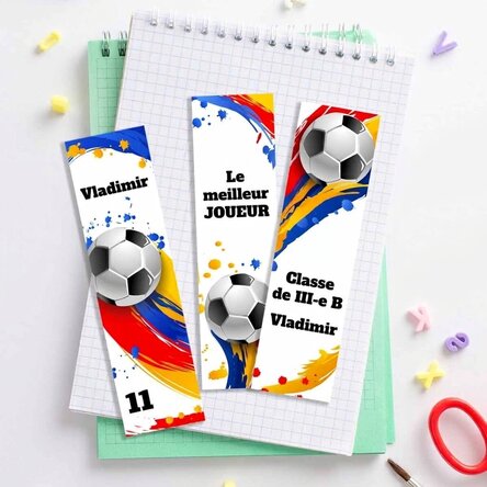 Lot de 3 marque-pages personnalisés avec texte - Football