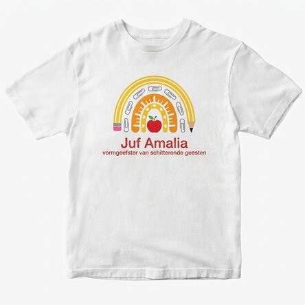 Katoenen T-shirt met gepersonaliseerde tekst - Super leraar