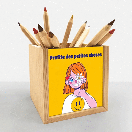 Porte-crayons personnalisé avec l'inscription « Happy »