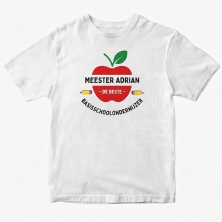 Katoenen T-shirt met gepersonaliseerde tekst voor leraren - Apple