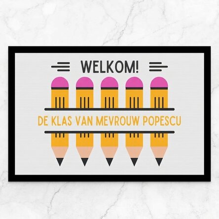Gepersonaliseerd deurmatje met tekst - Potloden
