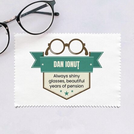 Gepersonaliseerd poetsdoekje voor het schoonmaken van schermen/brillen - Pensioen