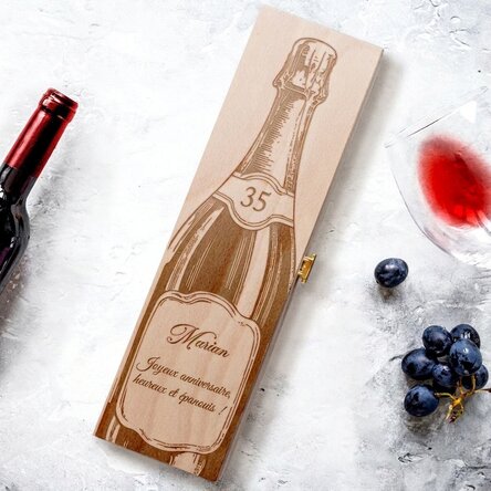 Coffret de vin personnalisé avec inscription - Bouteille de vin