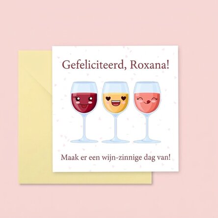 Gepersonaliseerde vierkante kaart met tekst - Wine-derful