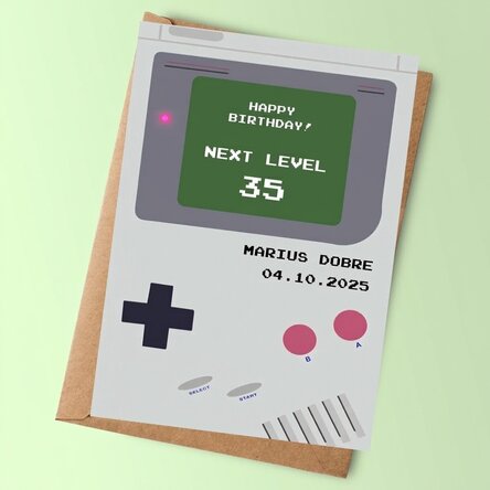 Gepersonaliseerde kaart met boodschap - Gameboy