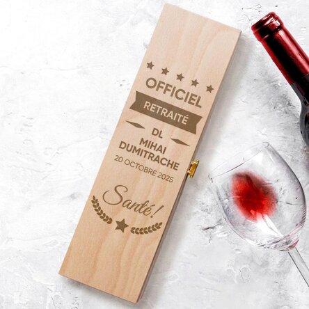 Caisse de vin personnalisée avec inscription - Retraité officiel