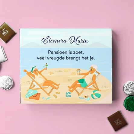 Gepersonaliseerd bonbonnière met boodschap - Een zoet pensioen
