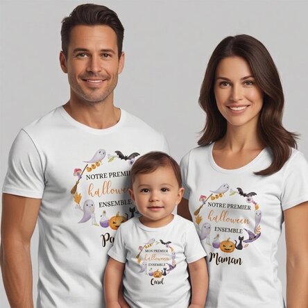 T-shirt en coton personnalisé pour enfants/adultes - My first Halloween