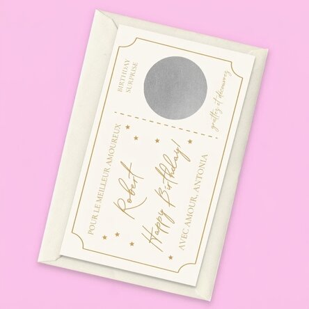 Carte à gratter personnalisée avec texte - Ticket