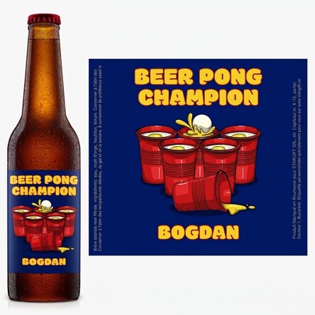 Bière personnalisée avec un texte - Beer pong