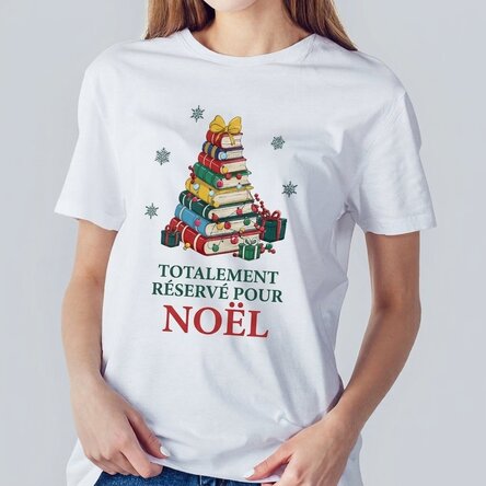 T-shirt en coton personnalisé avec un message de Noël - Books